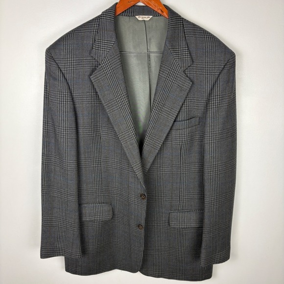 Bill Blass Menswear Tailored Gray Plaid Two Button Blazer Jacket - Picture 2 of 6